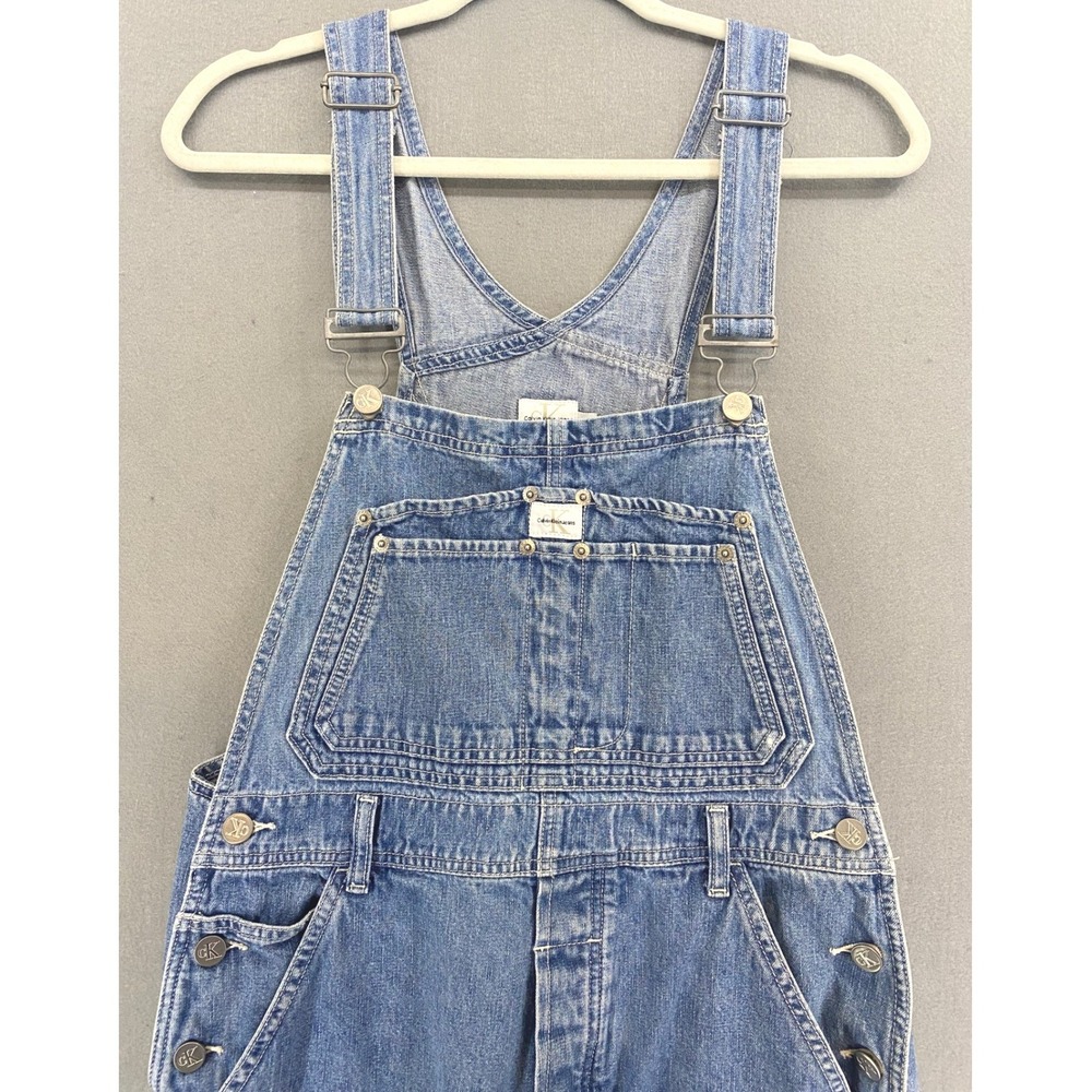 Calvin Klein Vintage 90s Cropped Denim Overalls Medium Wash Blue Women medium